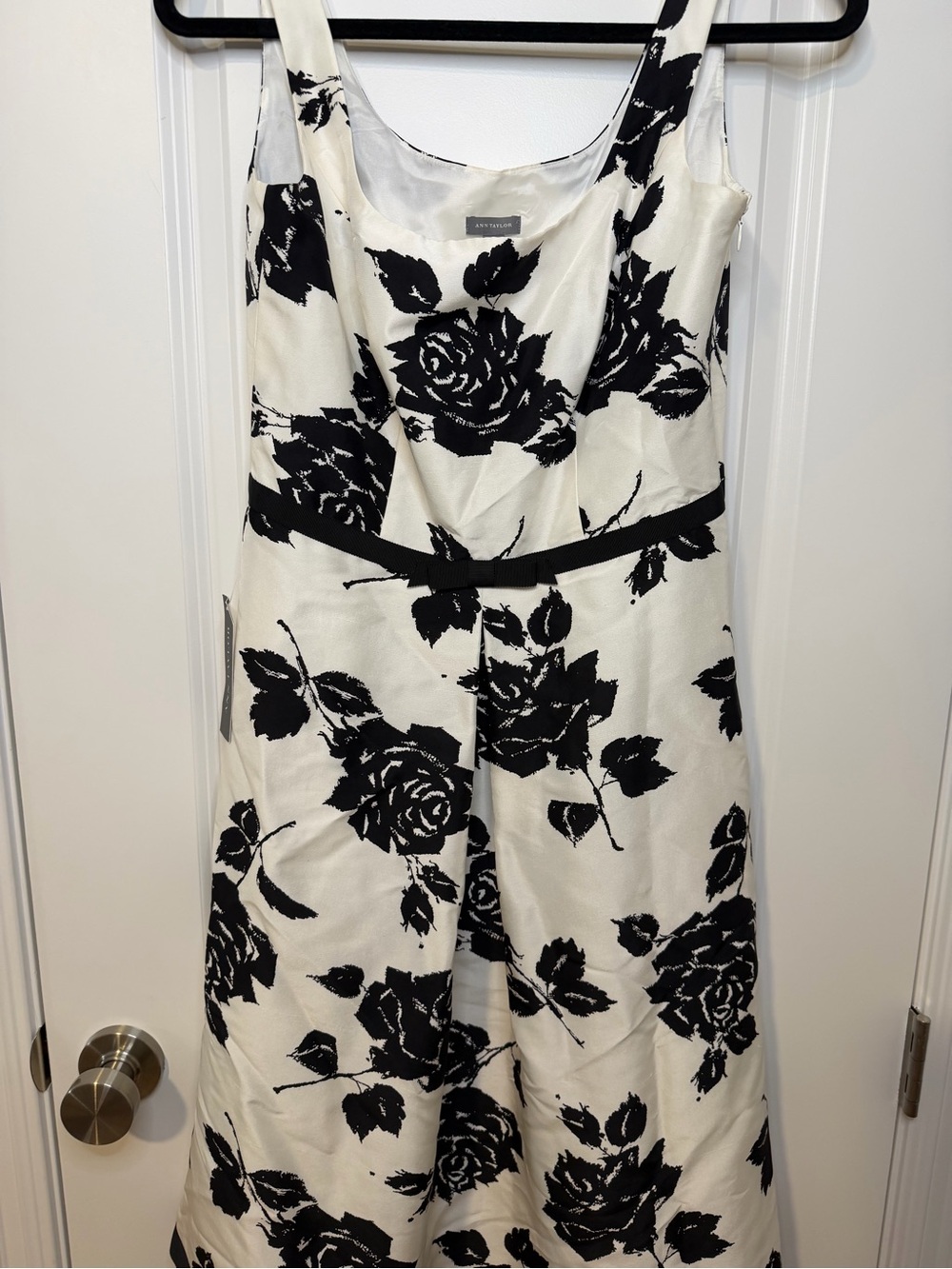 Sleeveless Floral A Line Dress Black & White Floral NWT